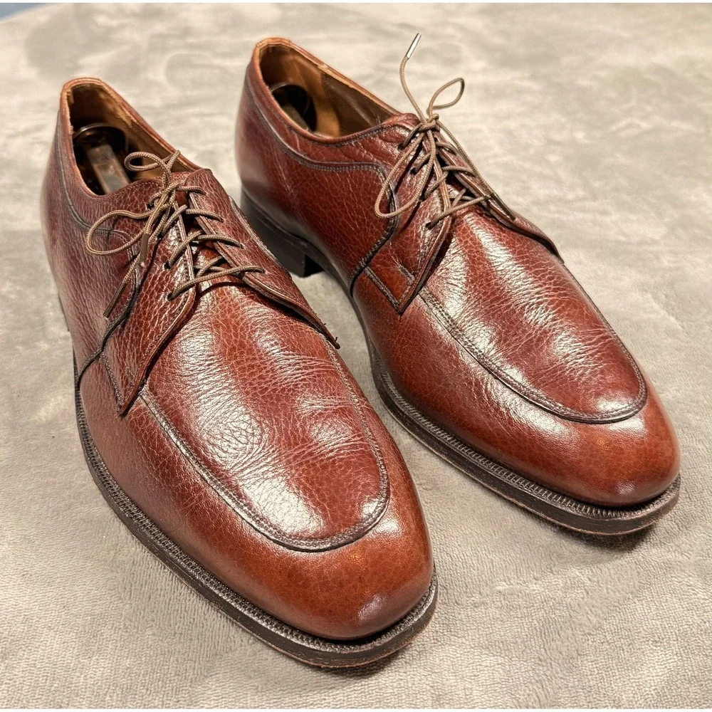 Vintage Florsheim Comfort Cushion Shoes Mens Size 10 C Brown Leather Derby Dress